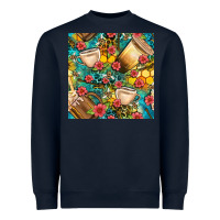 Navy honey and bee coffee cup with flowers and leopard seamless pattern bbs Heavyweight Sweatshirt - BundleAndBundleShop