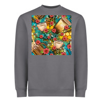 Storm honey and bee coffee cup with flowers and leopard seamless pattern bbs Heavyweight Sweatshirt - BundleAndBundleShop