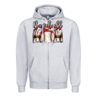 Heather Grey Baseball Mom Zipper Hoodie - CowhideDigitalArt
