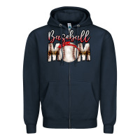 Navy Baseball Mom Zipper Hoodie - CowhideDigitalArt