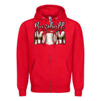 Red Baseball Mom Zipper Hoodie - CowhideDigitalArt