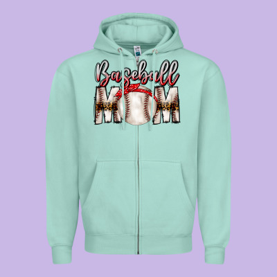 Baseball Mom Zipper Hoodie Designed By Cowhidedigitalart