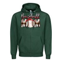 Sports Green Baseball Mom Zipper Hoodie - CowhideDigitalArt