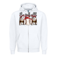 White Baseball Mom Zipper Hoodie - CowhideDigitalArt