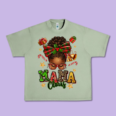 Mama Claus Afro Messy Bun Urban Heavy Tee Designed By Texasbilliewilder