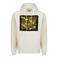 Oatmeal Heather camouflage and leopard background Premium Hoodie - BundleAndBundleShop