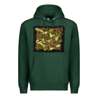 Sports Green camouflage and leopard background Premium Hoodie - BundleAndBundleShop