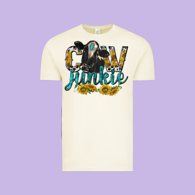 Cow Junkie With Cow Vintage Tee Designed By Texasbilliewilder