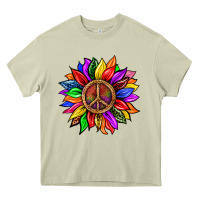 Mossy Pride LGBTQ+ Sunflower With Peace Heavy Core Tee - BundleAndBundleShop