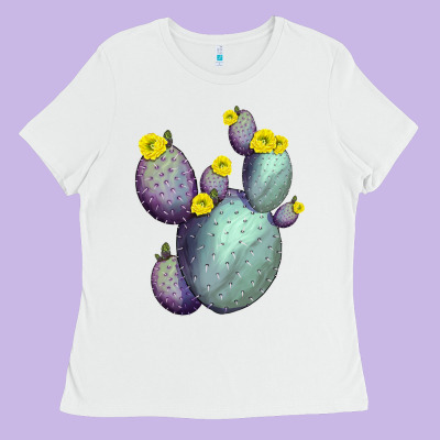 Opunthia Santa Rita Cactus Ladies Tee Designed By Lillyallendesigns