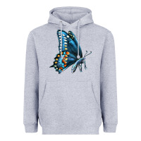 Heather Grey Black Shallowtail Heavyweight Hoodie - LillyAllenDesigns
