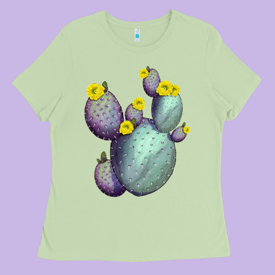 Opunthia Santa Rita Cactus Ladies Tee Designed By Lillyallendesigns