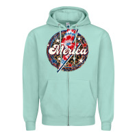 Seafoam Western Merica Patriotic 4th of July Zipper Hoodie - LillyAllenDesigns