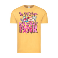 Vintage Mustard In October We Wear Pink Breast Cancer Awareness Vintage Tee - texasbilliewilder