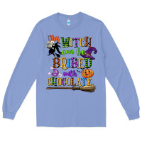 Colony Blue this witch can be bribed with chocolate Long Sleeve Tee - CowGirlArtShop