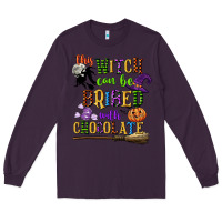 Plum this witch can be bribed with chocolate Long Sleeve Tee - CowGirlArtShop