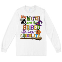 White this witch can be bribed with chocolate Long Sleeve Tee - CowGirlArtShop