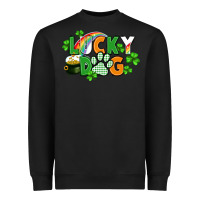 Black lucky dog St. Patricks Day Heavyweight Sweatshirt - FaDigitalArtStudio
