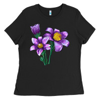 Black Pasque Flower Illustrations Ladies Tee - LillyAllenDesigns