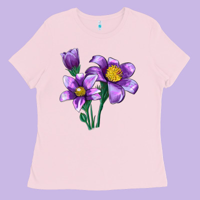 Pasque Flower Illustrations Ladies Tee Designed By Lillyallendesigns