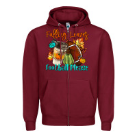 Burgundy Falling Leaves Football Please Zipper Hoodie - LillyAllenDesigns