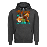 Charcoal Heather Falling Leaves Football Please Zipper Hoodie - LillyAllenDesigns