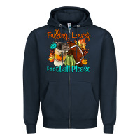 Navy Falling Leaves Football Please Zipper Hoodie - LillyAllenDesigns