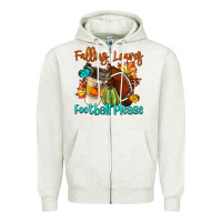 Oatmeal Heather Falling Leaves Football Please Zipper Hoodie - LillyAllenDesigns