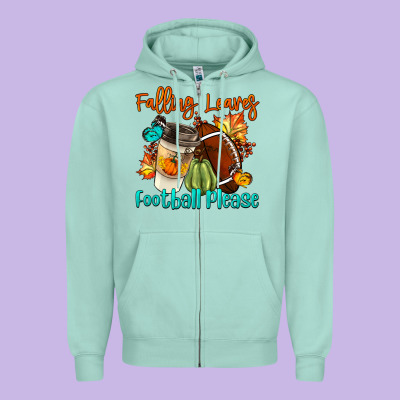 Falling Leaves Football Please Zipper Hoodie Designed By Lillyallendesigns