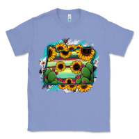 Colony Blue Oregon Map Sunflower Cactus Serape Classic Tee - RanaPortraitStore