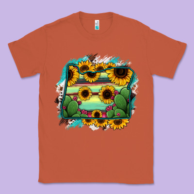 Oregon Map Sunflower Cactus Serape Classic Tee Designed By Ranaportraitstore