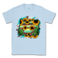 Dusty Blue Oregon Map Sunflower Cactus Serape Classic Tee - RanaPortraitStore