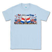 Dusty Blue red white and boozy libbey glass Classic Tee - RanaPortraitStore