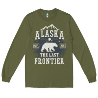 Army Green Alaska The Last Frontier Long Sleeve Tee - lanVoArt