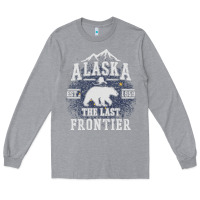 Heather Grey Alaska The Last Frontier Long Sleeve Tee - lanVoArt