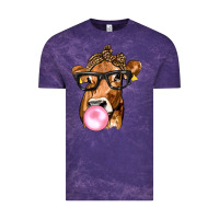 Cloud Purple Cow Lick with Leopard Bandana Vintage Tee - texasbilliewilder