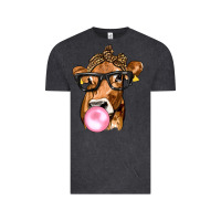 Vintage Black Cow Lick with Leopard Bandana Vintage Tee - texasbilliewilder