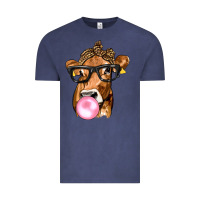 Vintage Denim Cow Lick with Leopard Bandana Vintage Tee - texasbilliewilder