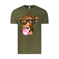 Vintage Olive Cow Lick with Leopard Bandana Vintage Tee - texasbilliewilder