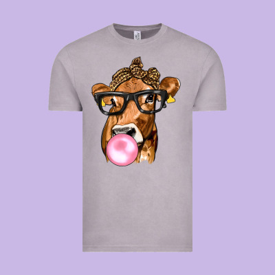 Cow Lick With Leopard Bandana Vintage Tee Designed By Texasbilliewilder