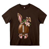 Chocolate Brown American Football Easter Bunny Heavy Core Tee - BundleAndBundleShop