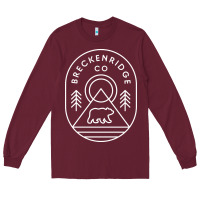 Burgundy Breckenridge Colorado Bear Mountains Trees Hiking Long Sleeve Tee - lanVoArt