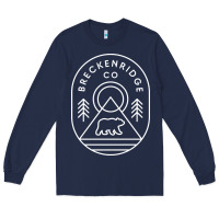 Navy Breckenridge Colorado Bear Mountains Trees Hiking Long Sleeve Tee - lanVoArt