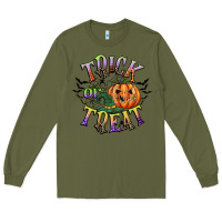 Army Green trick or treat Long Sleeve Tee - CowGirlArtShop