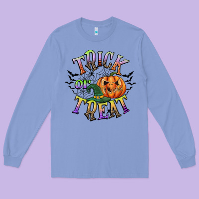 Trick Or Treat Long Sleeve Tee Designed By Cowgirlartshop