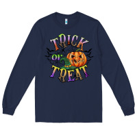 Navy trick or treat Long Sleeve Tee - CowGirlArtShop