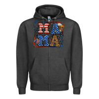 Charcoal Heather Army Veteran mama leopard frame 4th of July Zipper Hoodie - LillyAllenDesigns