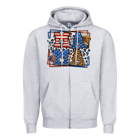 Heather Grey Army Veteran mama leopard frame 4th of July Zipper Hoodie - LillyAllenDesigns