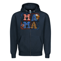 Navy Army Veteran mama leopard frame 4th of July Zipper Hoodie - LillyAllenDesigns