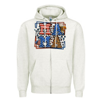 Oatmeal Heather Army Veteran mama leopard frame 4th of July Zipper Hoodie - LillyAllenDesigns